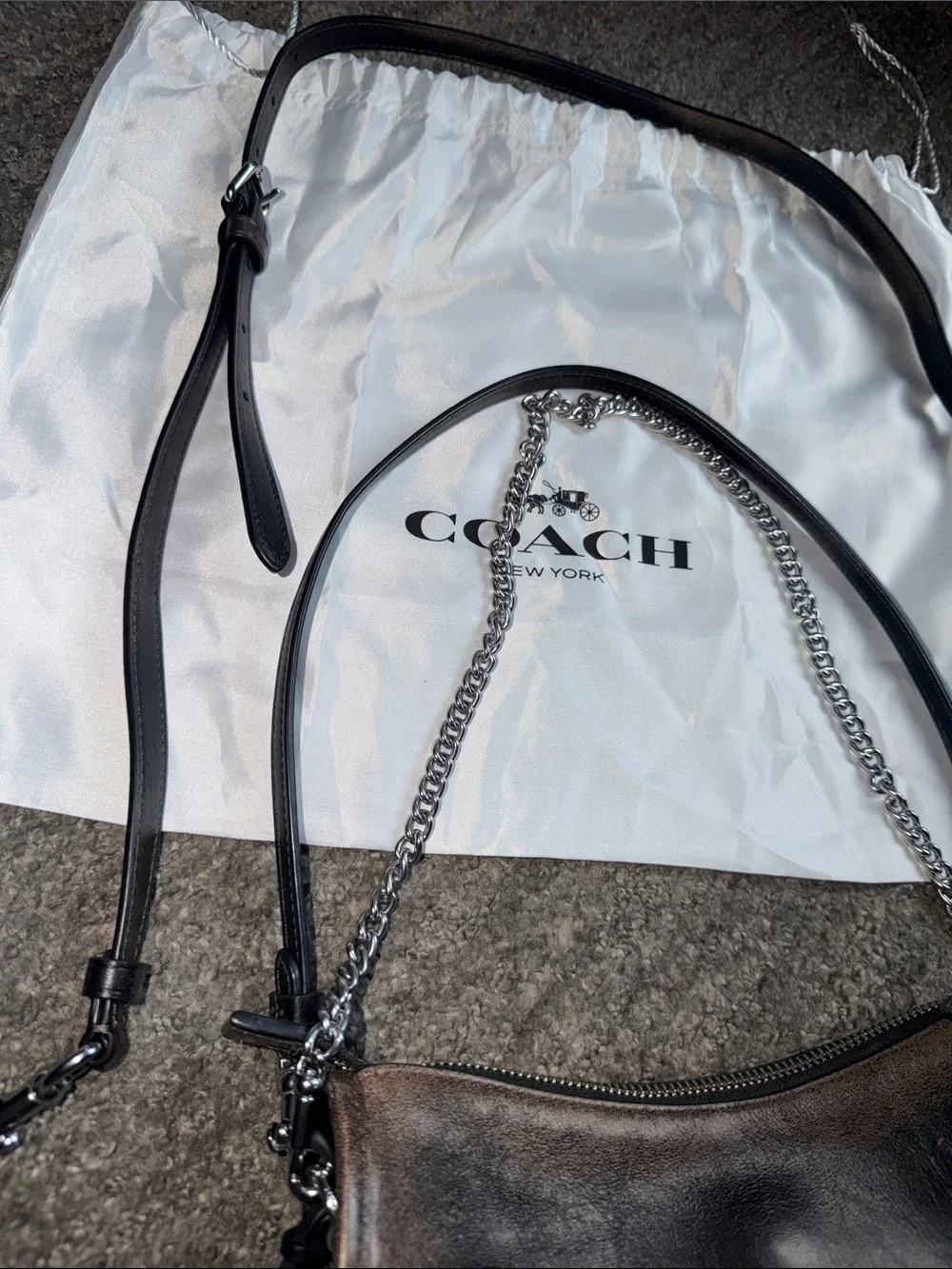 Coach Weaverly bag in loved leather with all 3 straps!